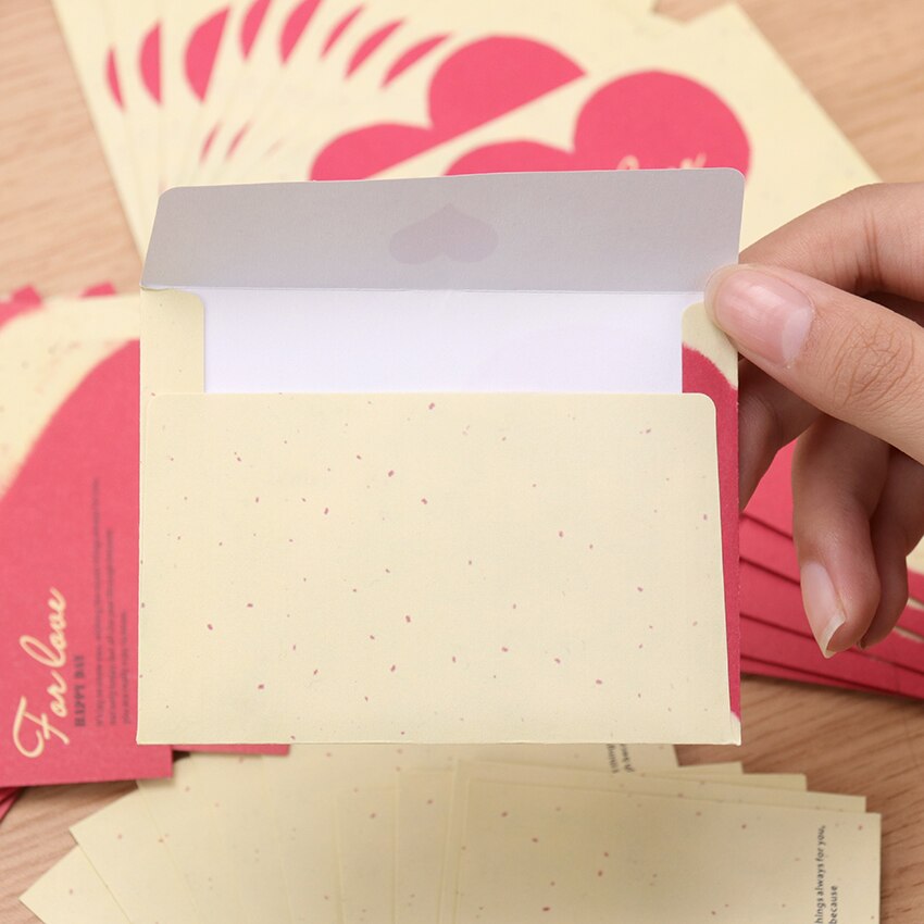 10PCS Western-Style Small Envelope Paper Envelope Cute Mini Love Heart Envelope Vintage European Style Card Scrapbooking
