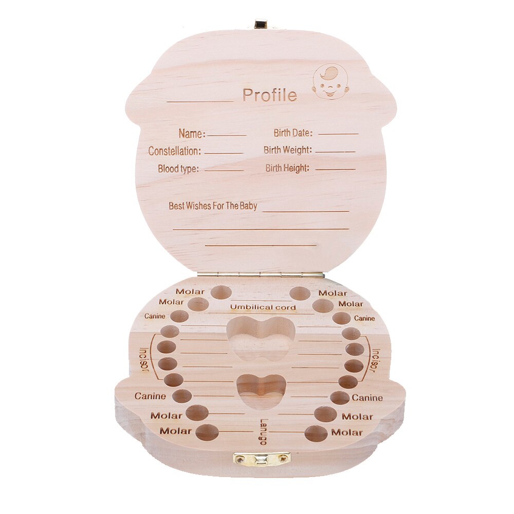 Baby groei souvenir doos gedrukt baby tand doos gekleurde houten: YYNH