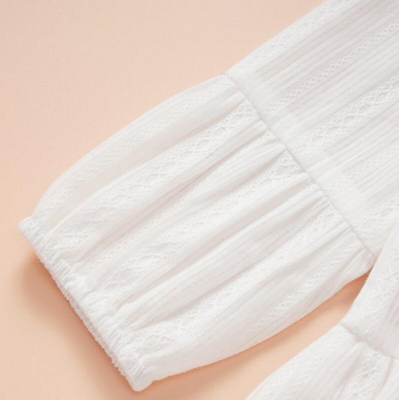Camisetas blancas de encaje para bebés, bebés, niñas, invierno, primavera, Otoño, camisetas base para niños, blusas de manga larga, ropa de algodón 0-3 y