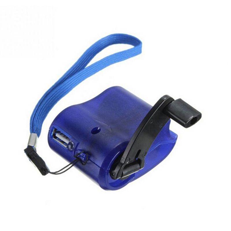 Usb portátil da manivela da mão do dínamo do carregador de emergência do mão-enrolamento para o telefone celular/mp3 player pda telefone power bank carregamento de emergência: Azul