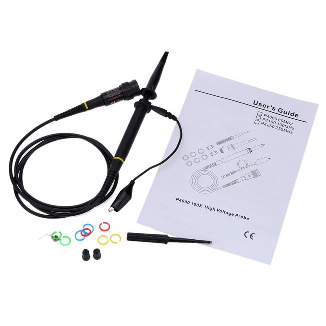 Sonda de osciloscopio de alto voltaje, punta de medición de pinza de cocodrilo, 2KV, 100: 1, 100 MHz, LIXF-P4100