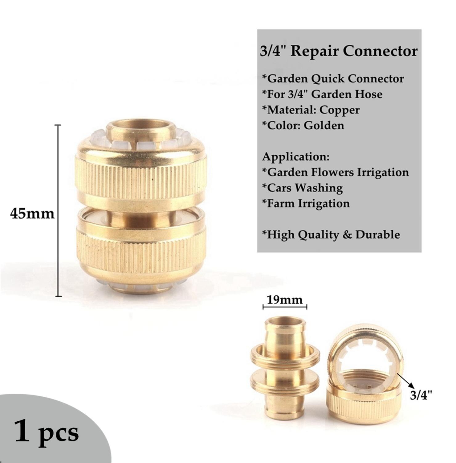 1pcs 1/2" 3/4"Garden Quick Connector Copper Thread Mental Joint Irrigation Hose Fittings Watering Tube Accessories Pipe Adaptor: 3l4in Connector(G)