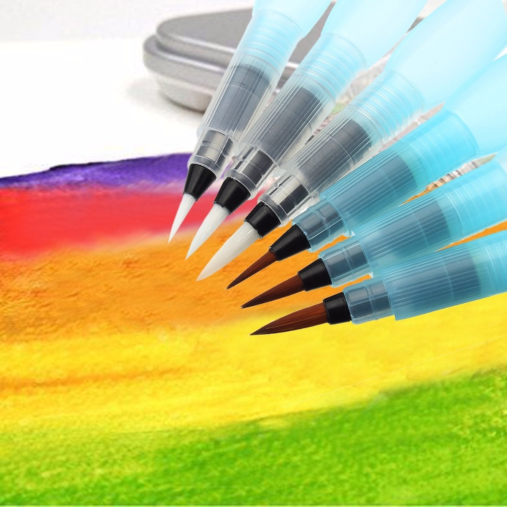 6 STUKS S/M/L Aquarel Borstel pen Art Markers Water Tank Kalligrafie Tekening Pen Beginner