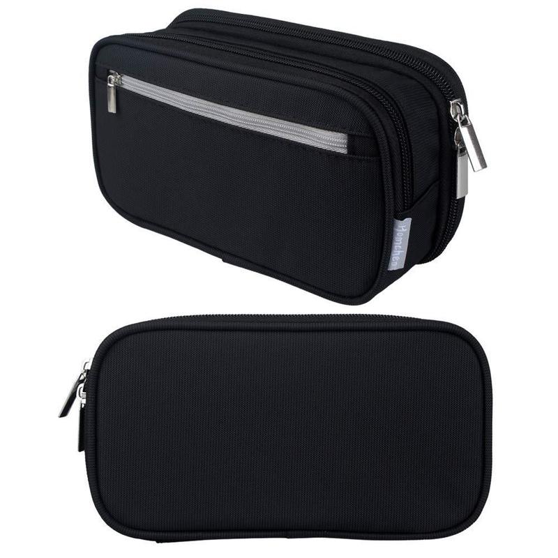 Estuches de lápices de gran capacidad de nailon, caja de bolígrafos para niñas y niños, Kawaii, bolsa de almacenamiento multifunción de Color sólido, papelería para estudiantes