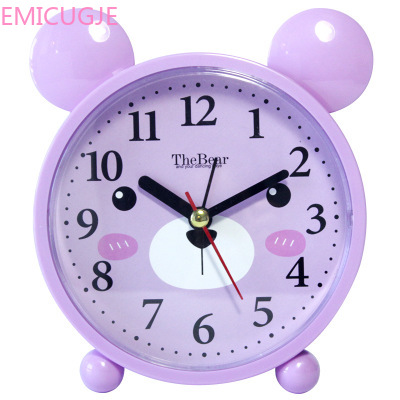 Horloge de chevet pour enfants | Rose, violet, vert, jaune, Portable, classique, silencieux, joli ours, créative