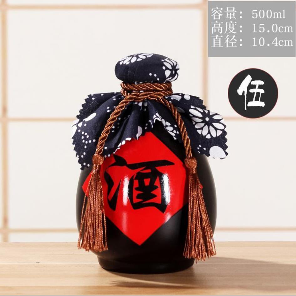 500ml retro vinflaske samling indsamle keramik kinesisk stil tom vinflaske selvbrygget gem flaske dækning  e0948: 3