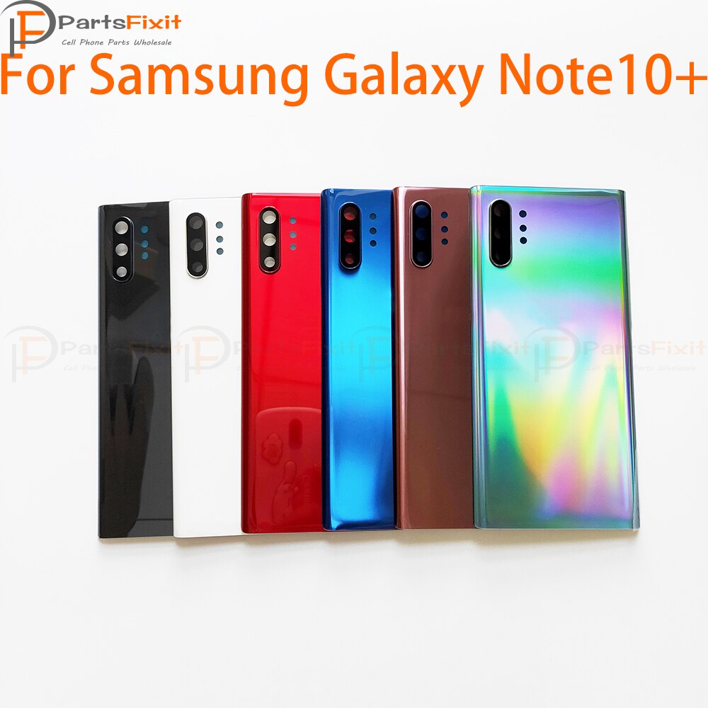 Note10 + traseira habitação bateria de vidro com lente da câmera para samsung galaxy note 10 plus habitação traseira com lente da câmera e adesivo
