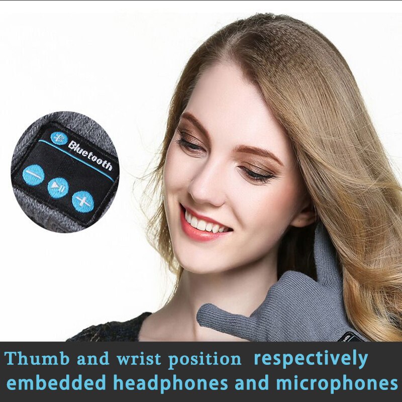 Akumulator bezprzewodowe rękawiczki Bluetooth kobiety mężczyźni zimowe dzianiny ciepłe rękawiczki rozmowy rozmowy ekran dotykowy rękawice telefon komórkowy Podkładka