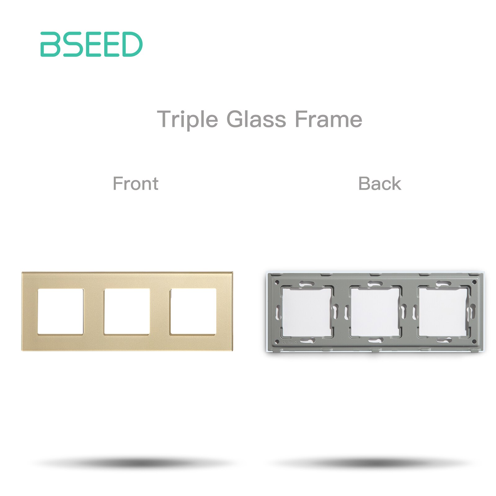 BSEED EU Standard Wall Glass Frame DIY Parts For Light Switch Sockets Metal Plate Included Crystal Panel Only 86/157/228mm: WHITE