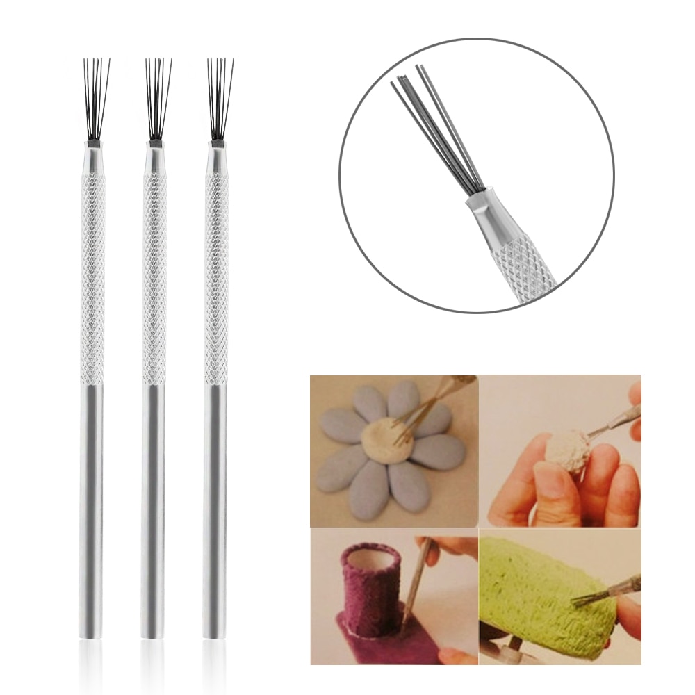 1/2PCS 7 Pin Feather Wire Texture Ceramics Tools Pottery Texture Brush Tools Polymer Clay Sculpting Modeling Tool Strong Wire