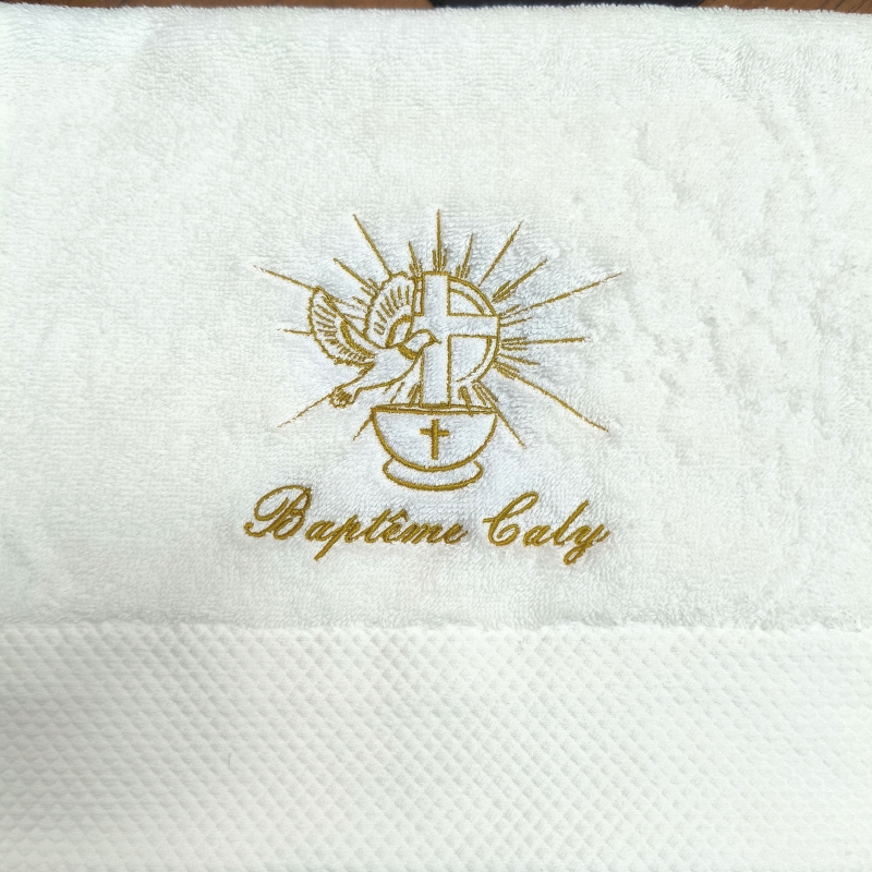 AHSNME Toalla de bautismo personalizada, toallas de baño de 70x140cm para bautizo de bebé, toalla blanca con nombre y fecha: 23 #