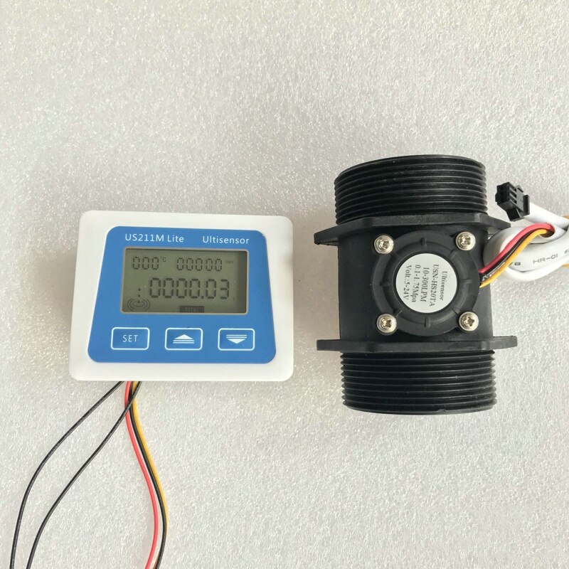 US211M Lite USN-HS20TA 10-300L/Min 2 Inch Digital Flow Meter Flow Reader Compatible with All Our Hall Effect Water Flow Sensor