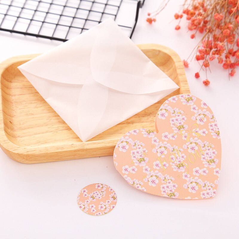 10pcs/set greeting card blessing language cardheart-shaped folding message card birthday business card: For you (10pcs)