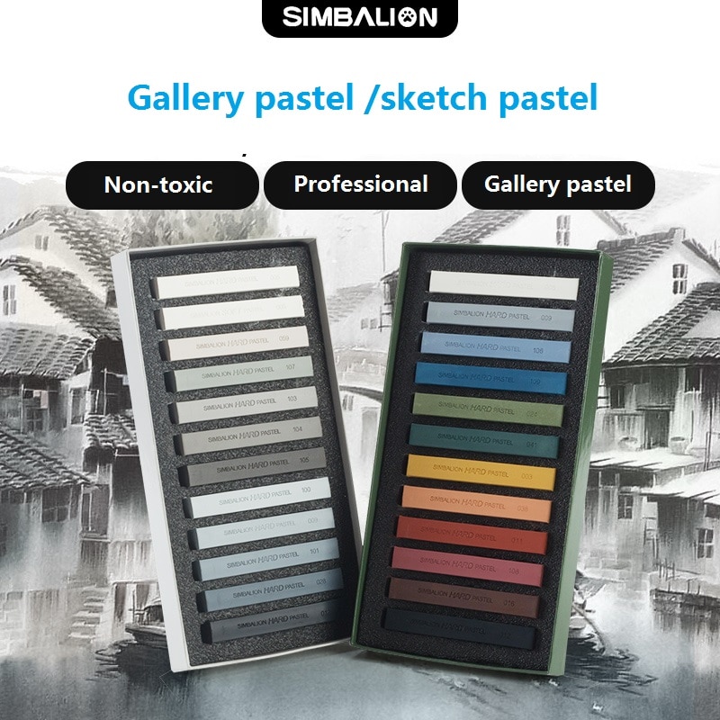 Simbalion 12 Kleuren Lange Pastel Hard Schets/Zachte Gallery/Fluorescerende Pastel Gekleurde Krijt Art Tekening Levert