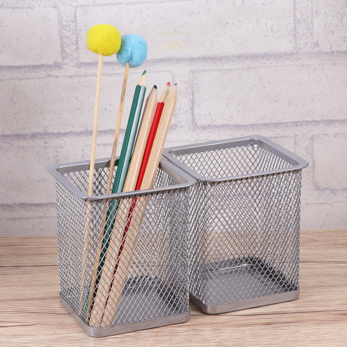 Porte-stylos en maille métallique, conteneur carré à crayons, Structure robuste, Pot à stylos léger, porte-crayons de bureau, fournitures de bureau