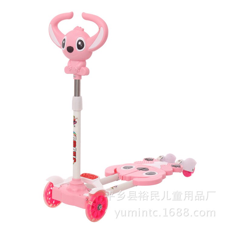 Trottinette à quatre roues pour enfants, ajustable et brillant, ciseaux, voiture, jouets pour bébés: pink A