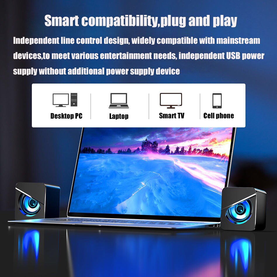 Computer Speakers USB AUX Wired Input Mini PC Speaker for Laptop Desktop Phone Audio Multimedia Loudspeaker