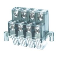 Automotive power amplifier terminal post power junction base connector