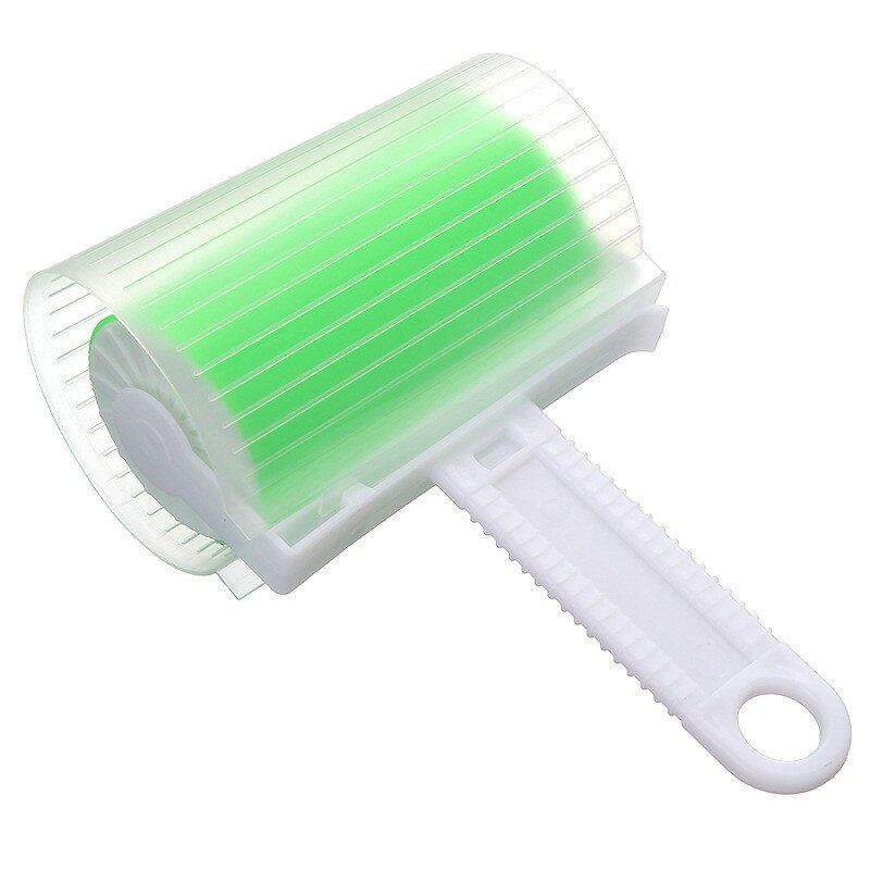 Washable Clothes Hair Sticky Roller Reusable Portable Home Clean Pet Hair Remover Sticky Roller Carpet Bed Sofa Dust Collector: Green with cover