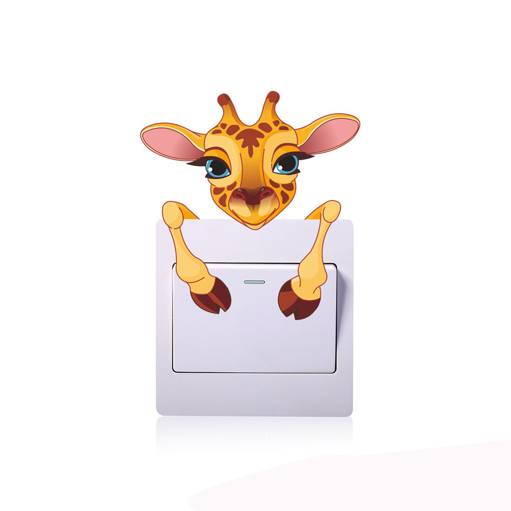 One Piece Cute Animal's Wall Sticker Light Switch Sticker For Kids Room Decorative Fairy Switch Stickers наклейки на стену#PY