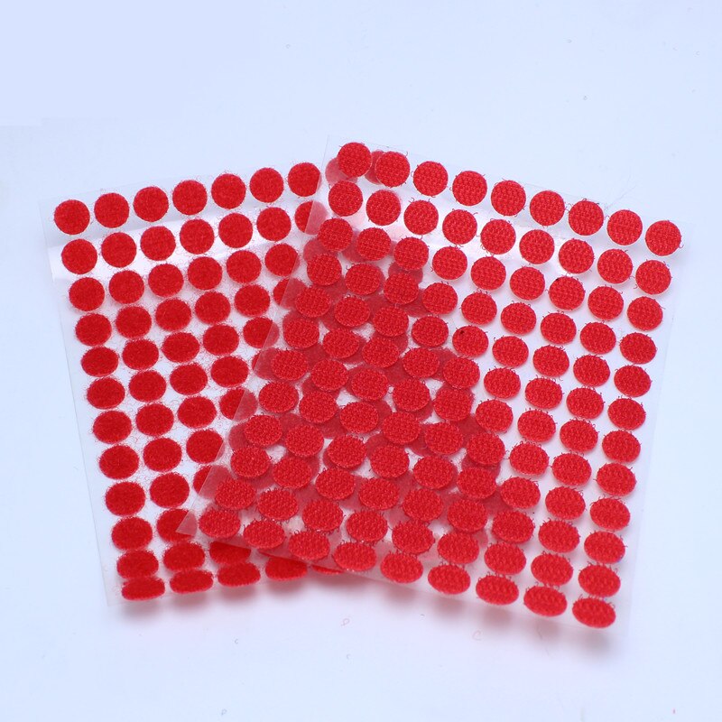 100 Pairs 10mm More color Magnetic Nylon Coin Sticker Double Sided Holes Hooks Loops Disc Round Pads Dot Fastener Tailors DIY: red