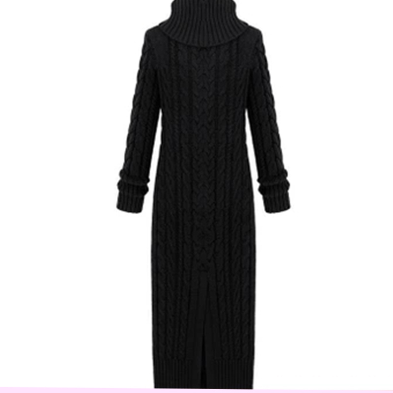 Herfst Vrouwen Sexy Gebreide Trui Lange Jurken Dames Slim Elastische Winter Coltrui Lange Mouw Gebreide Jurk vestido F277