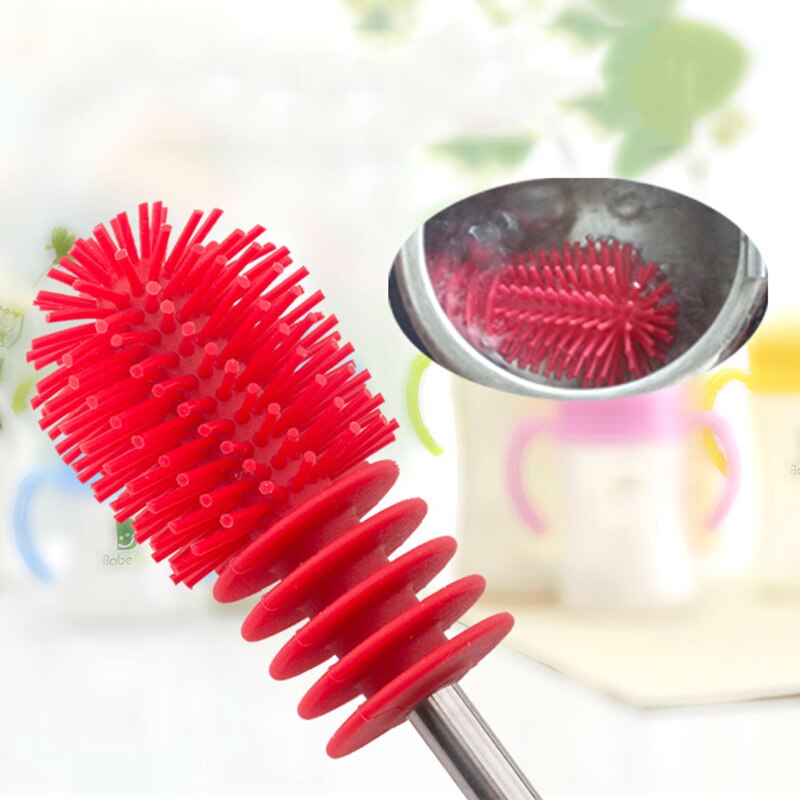 Silicone Baby Bottle Brush Silicon Wash Clearing Brushes Long Handle Baby Kids Milk Bottle Cleaner Brushes