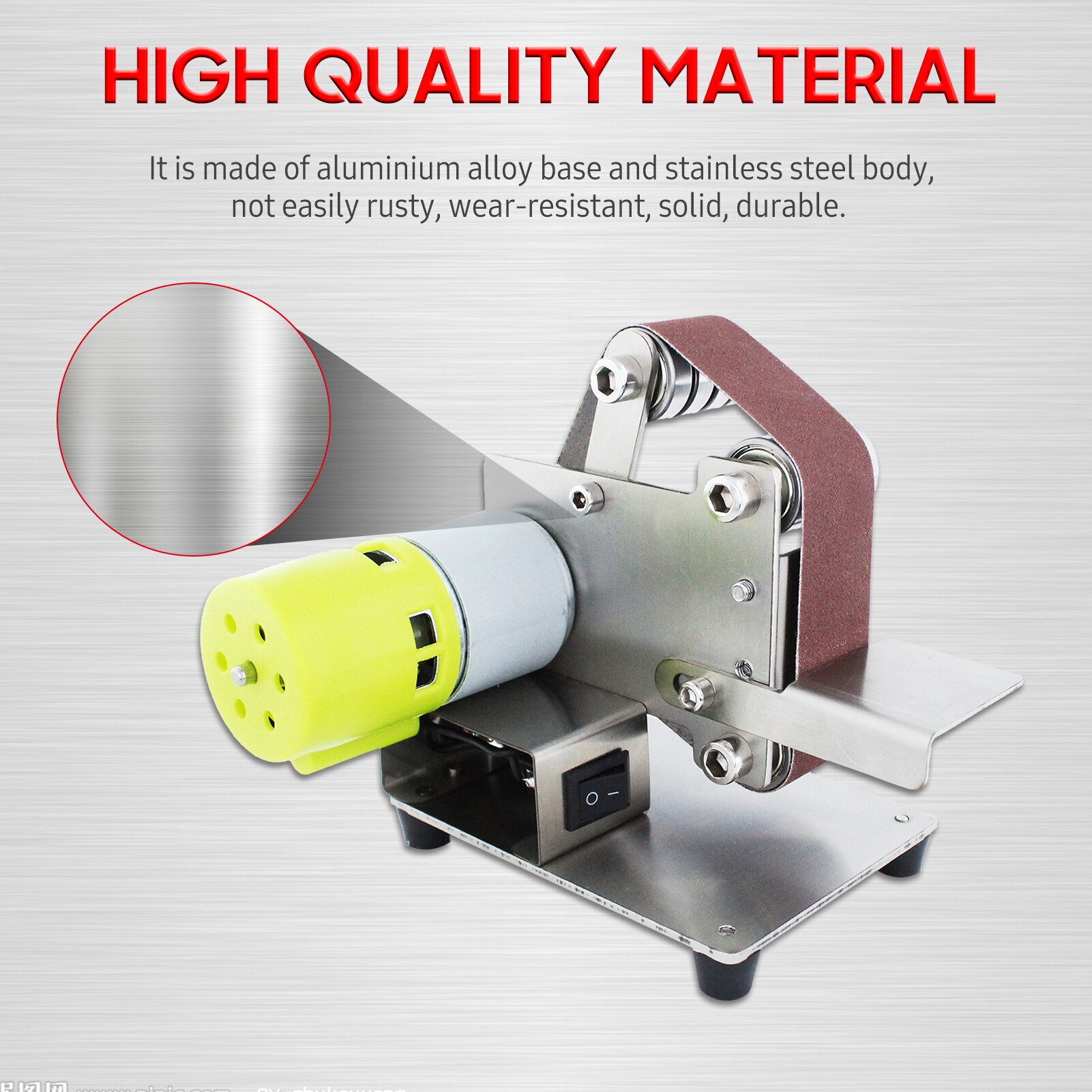 Mini Belt Sander Electric Sanding Polishing Grinding Machine 7 Variable Speed with 10 Sanding Belts Polishing Wood Acrylic Metal