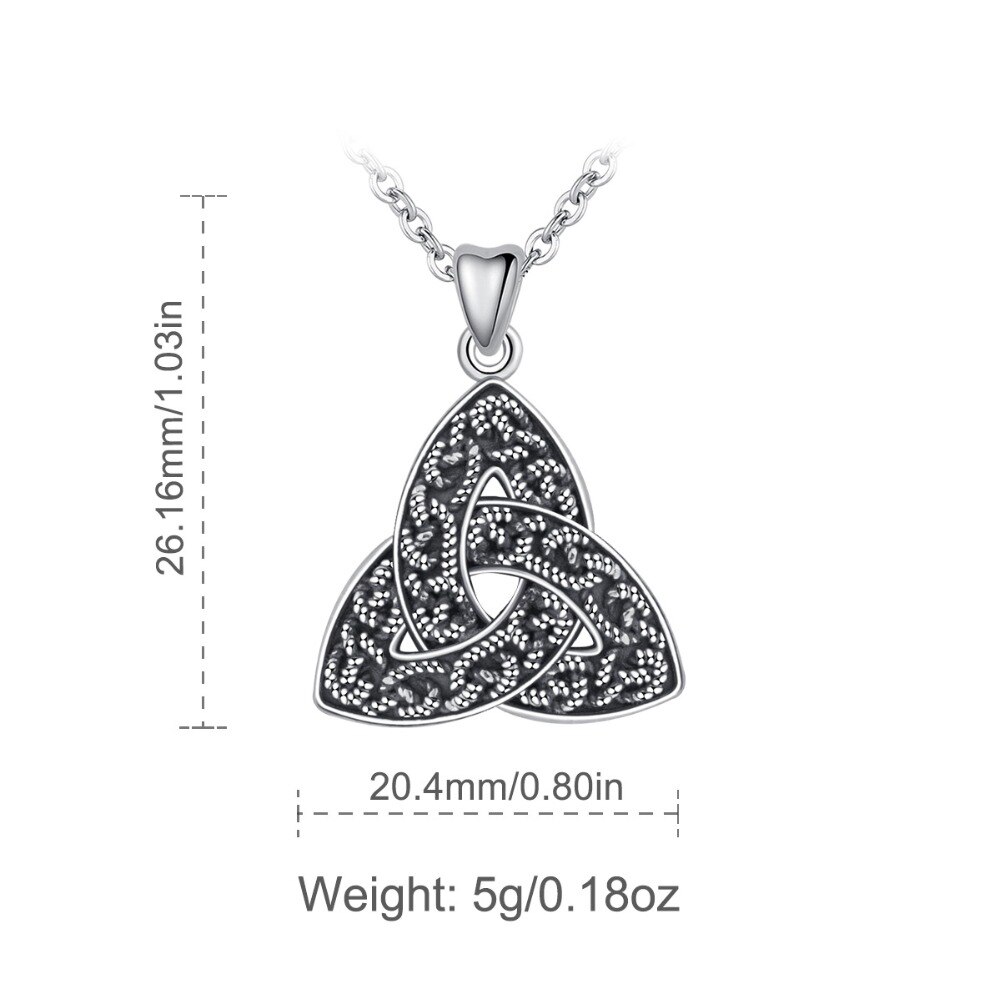 EUDORA 100% 925 Sterling Silber Celtics Dreieinigkeit Knoten Triquetra Anhänger Halskette Für Frauen Oxidiert Splitter Feine Schmuck CYD319
