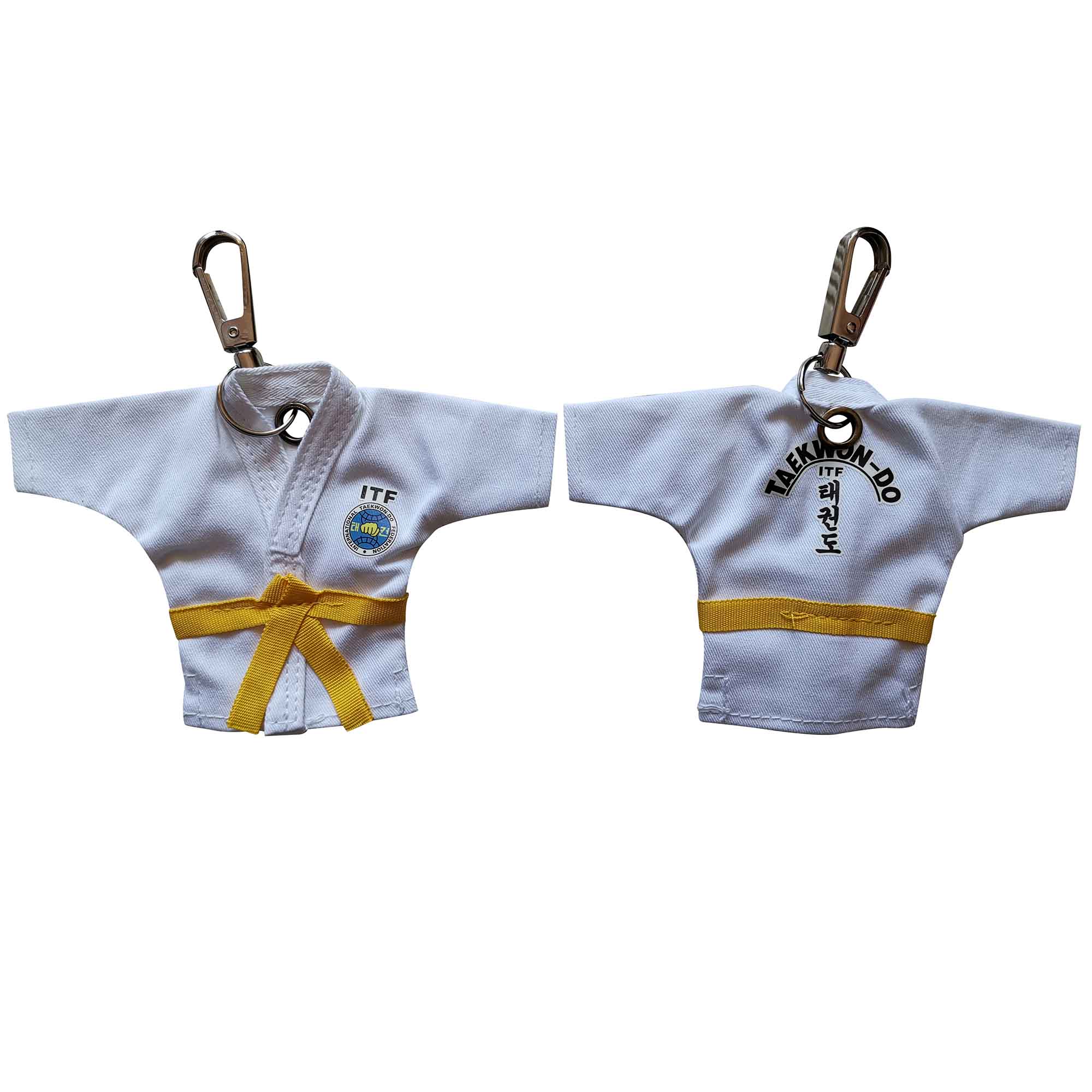 5 farben ITF Taekwondo Uniform Kimono Karikatur Keychain Liefert Anhänger Taekwondo Sport Andenken Schlüssel Geschmack schlüssel Ring: Gelb / 5 Stücke