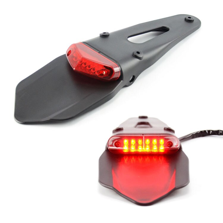 LED Motorcycle Fender Taillight Combo | Flat Black Universal Brake Light For Chopper Bobber