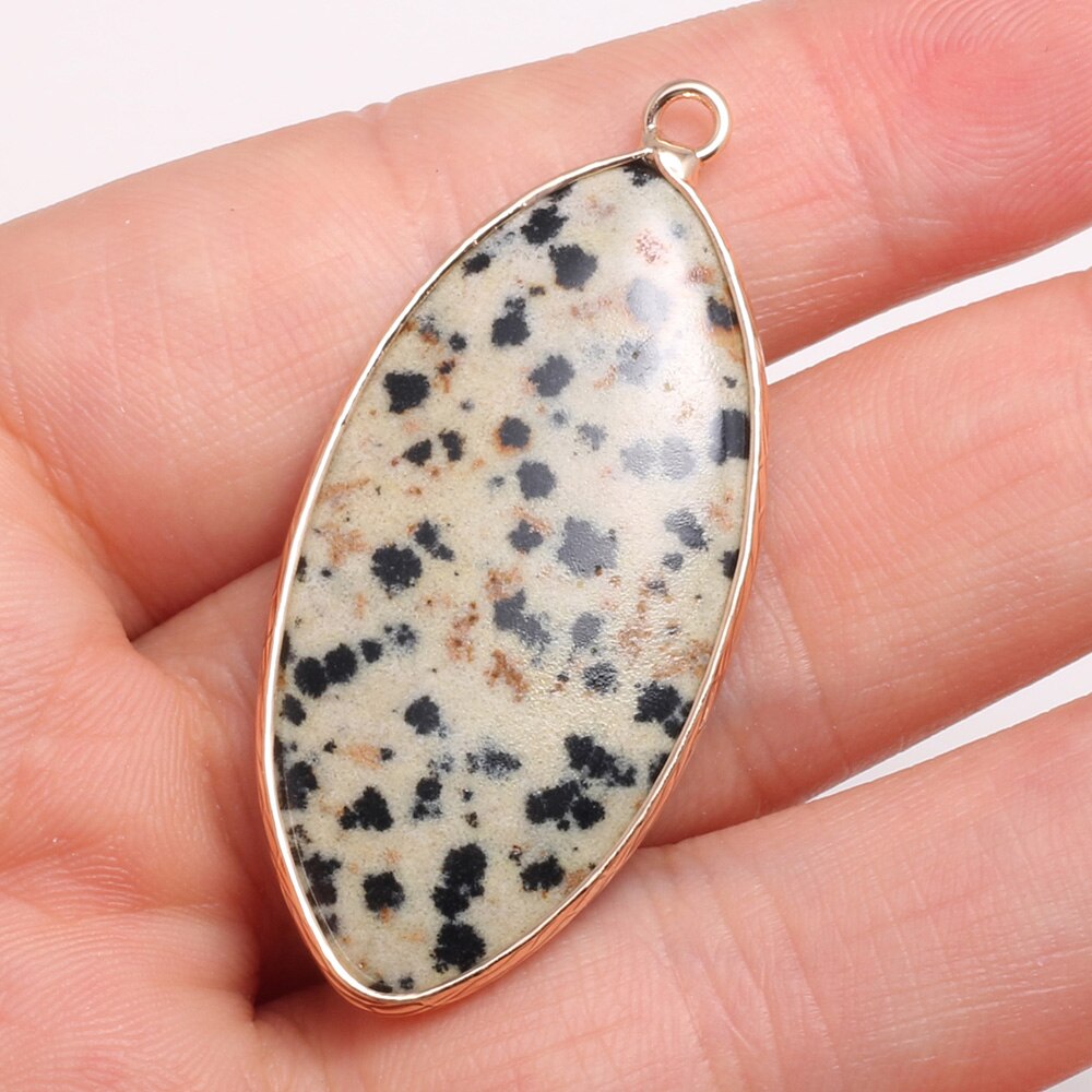 Natural Stone Agates Pendants Horse Eye Shape exquisite Charm for Jewelry Making Diy earring necklace Bracelet accessories: Speckled stone