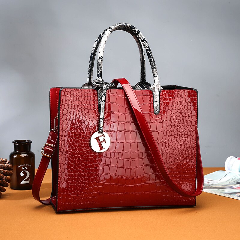 Women's PU Leather Handbag Set - 3 Piece Tote & Shoulder Bag - Large Capacity