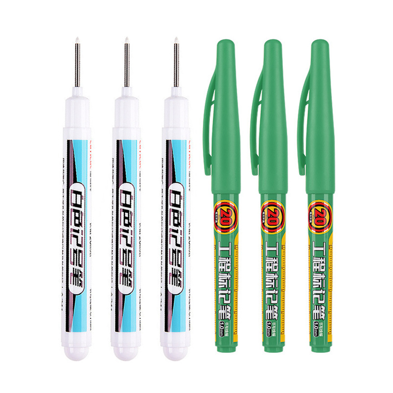 Stylo marqueur blanc pour trous profonds, longueur 2cm, stylo de charpentier, marquage fin dans le métal et le bois, feuille de bricolage, traçage de carreaux de céramique, 6 pièces/ensemble: Bleu marine