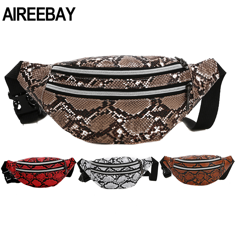 Aireebay 3-- lomme serpentine dametaske dame fanny pack bæltetaske mini dametaske luksus taljetaske