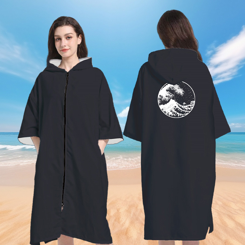 Roupão com capuz feminino com bolsos, cardigã de praia, toalha de natação, surfe e mergulho, roupão, manto de banho de microfibra, novo: YELLOW