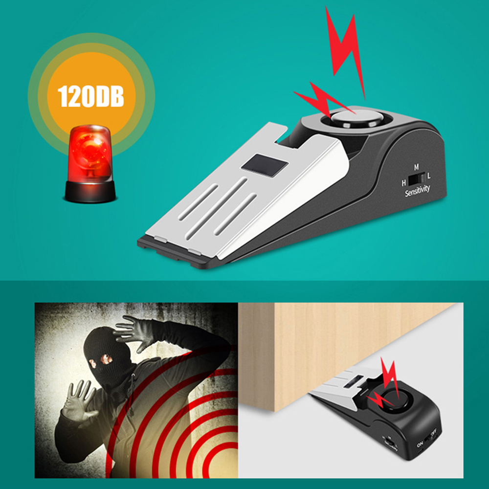 Wireless Door Stop Vibration Alarm Door Stop Portable Safely Security Detection Wedge Alert Home Travel Security System