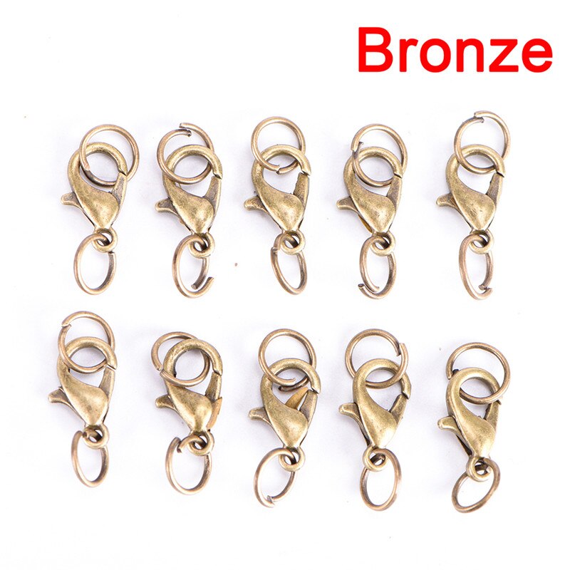 20Pcs Boho Stil Karabinerverschlüsse Jump Ringe Split Ring, Der Haken Perlen Crimp Ende Frühling Halskette Snap Ketten stecker Set: bronze