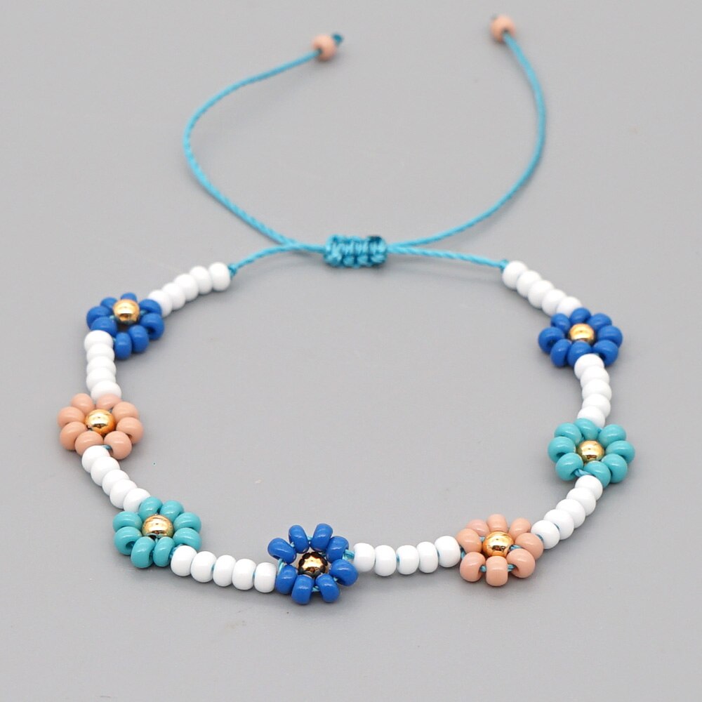 Go2Boho Handgemaakte Armband Voor Vrouwen Zonnebloem Sieraden Vriendschap Verstelbare Touw Zaad Kralen Zomer Meisje Armbanden: QT-B200195A