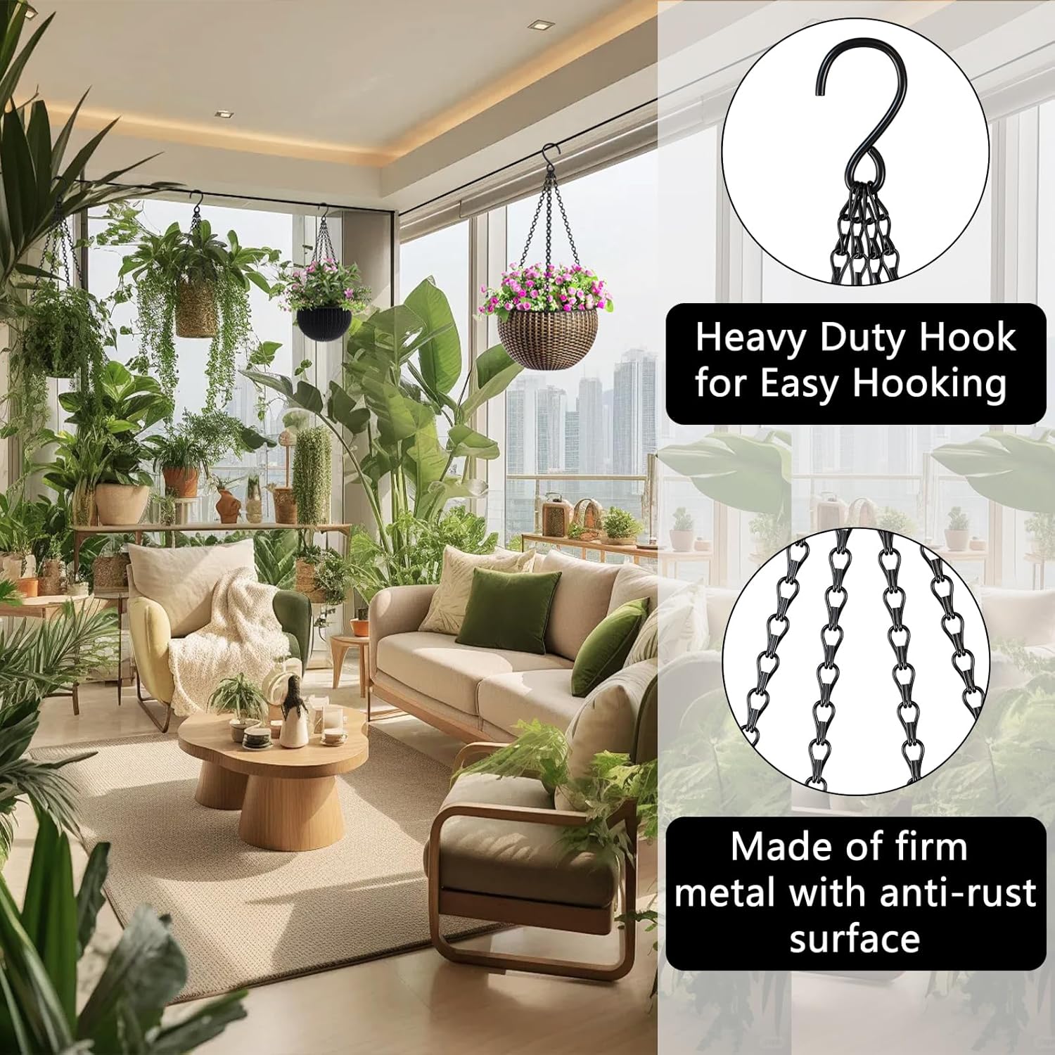 40 Cm Imitatie Rotan Opknoping Mand Bloempot Keten Met 3 Haken Wastafel Hydrocultuur Planten Plant Grow Basin Huis tuin Decor