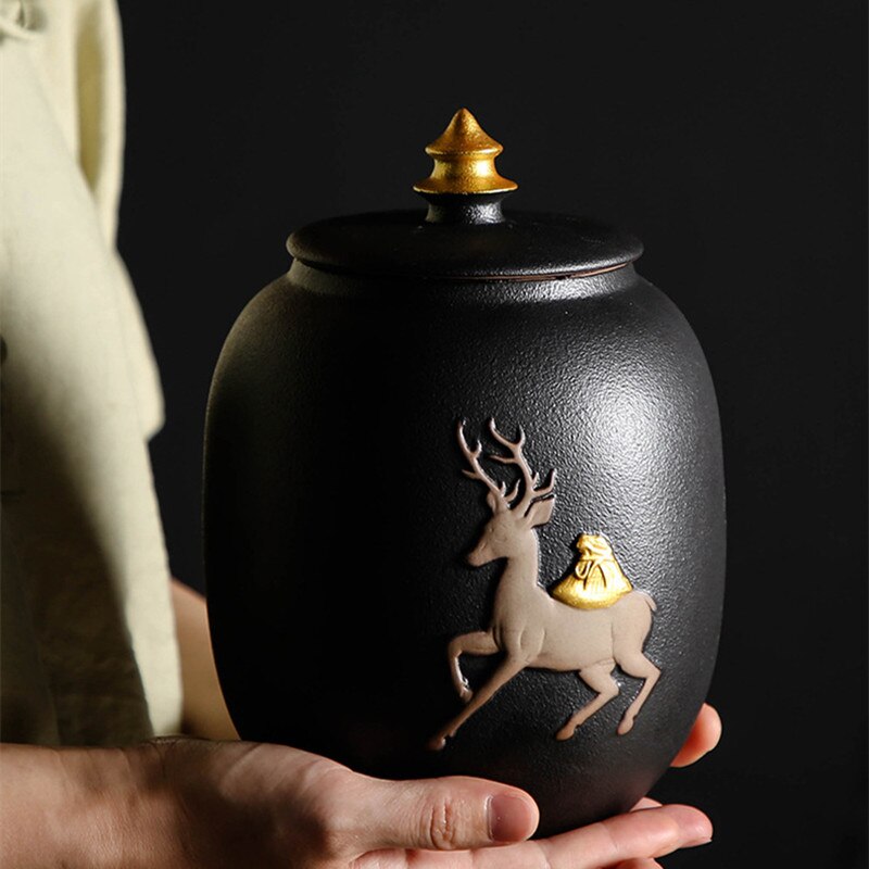 Cremation Urn - Funeral Urn for Pet - Made in Ceramics &amp; Hand-Painted- Display Burial Urn at Home or in Niche at Columbarium