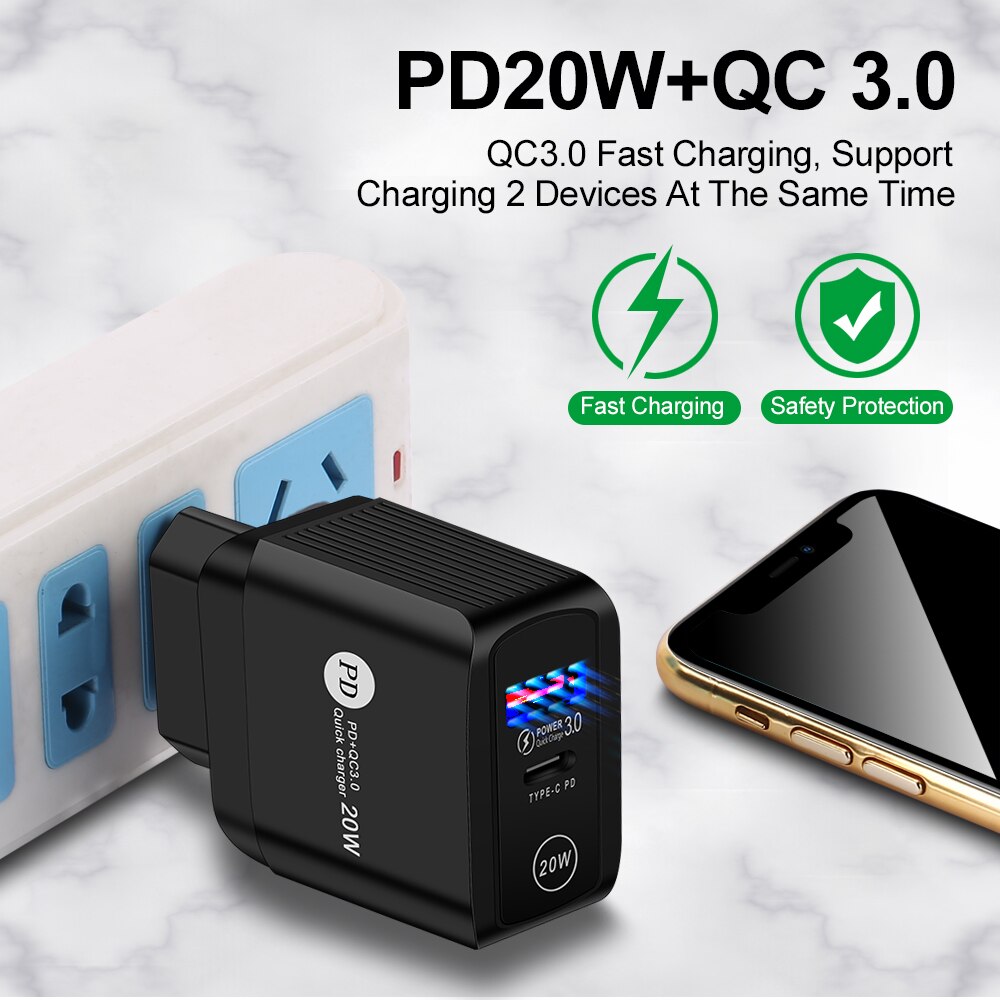 Pd 20w- port-usb-schnellladegerät 11 x 3.0 typ-c-pd-schnellladeanschlüssen für iphone 13 12 eu/us/uk-stecker 2
