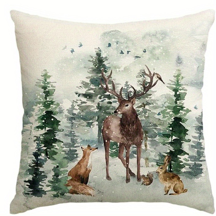 Home Decor Christmas & Winter Themed Pillow Covers Pattern Cushion Cover Suitable for Sofa Bedroom Car Pillow Cover
