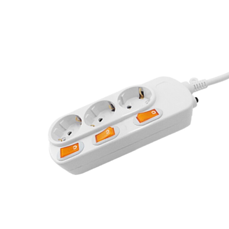 Power Strip Surge Protection 3 Outlets EU Socket Plug Electrical Extension Sockets Independent Switches 1.5/2.5m Cord: 3ac socket / Extension cord 1.5M