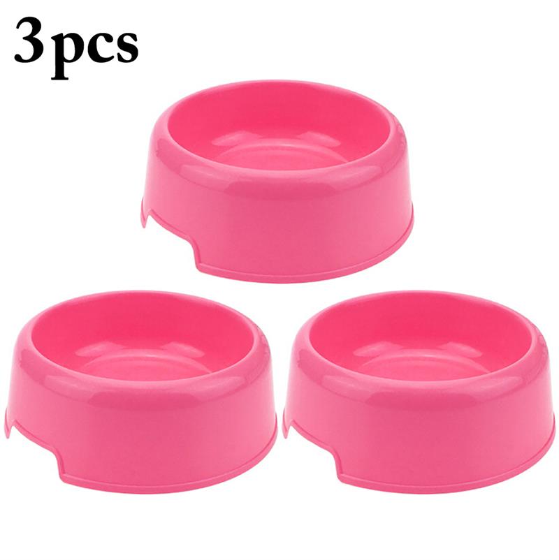 Bol en plastique à usages multiples pour chien, 3 pièces, forme ronde, bol d'alimentation pour animaux de compagnie: pink