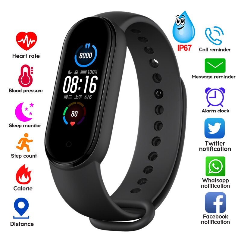 Banda inteligente rastreador de fitness smartwatch relógio inteligente pulseira freqüência cardíaca monitor de pressão arterial smartband saúde
