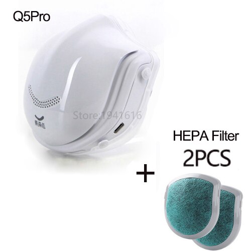 Original Xiaomi Masks Q5 Pro Q7 Anti-Fog PM2.5 Dust-Proof Not Hold Back Active Air Supply Electric Mask Q5pro: Q5pro White 2Filters