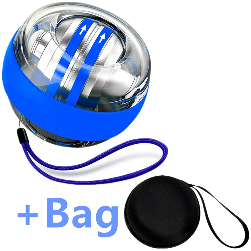 Led auto-avviamento Gyro Ball Powerball Contador braccio Expander allenatore manuale giroscopio polso forza esercizio rilassamento attrezzature per il Fitness: Blue with bag