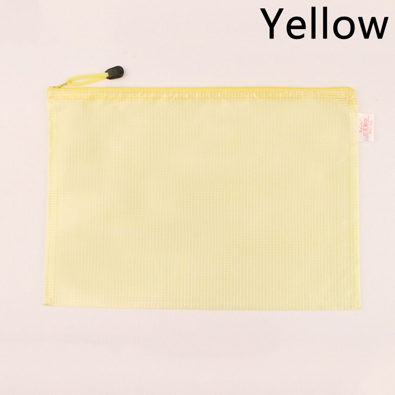 A3/A4/A5/A6 Gridding Waterproof Zip Document Bag High Capacity Transparent Zipper Pencil Case Stationery School Office Supplies: YELLOW / A3