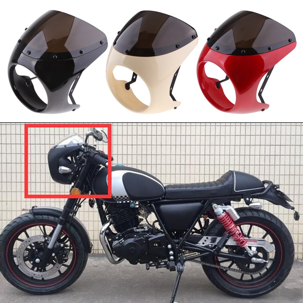 Retro cafe racer style 7 '' strålkastarlampa styret kåpa vindruta universell